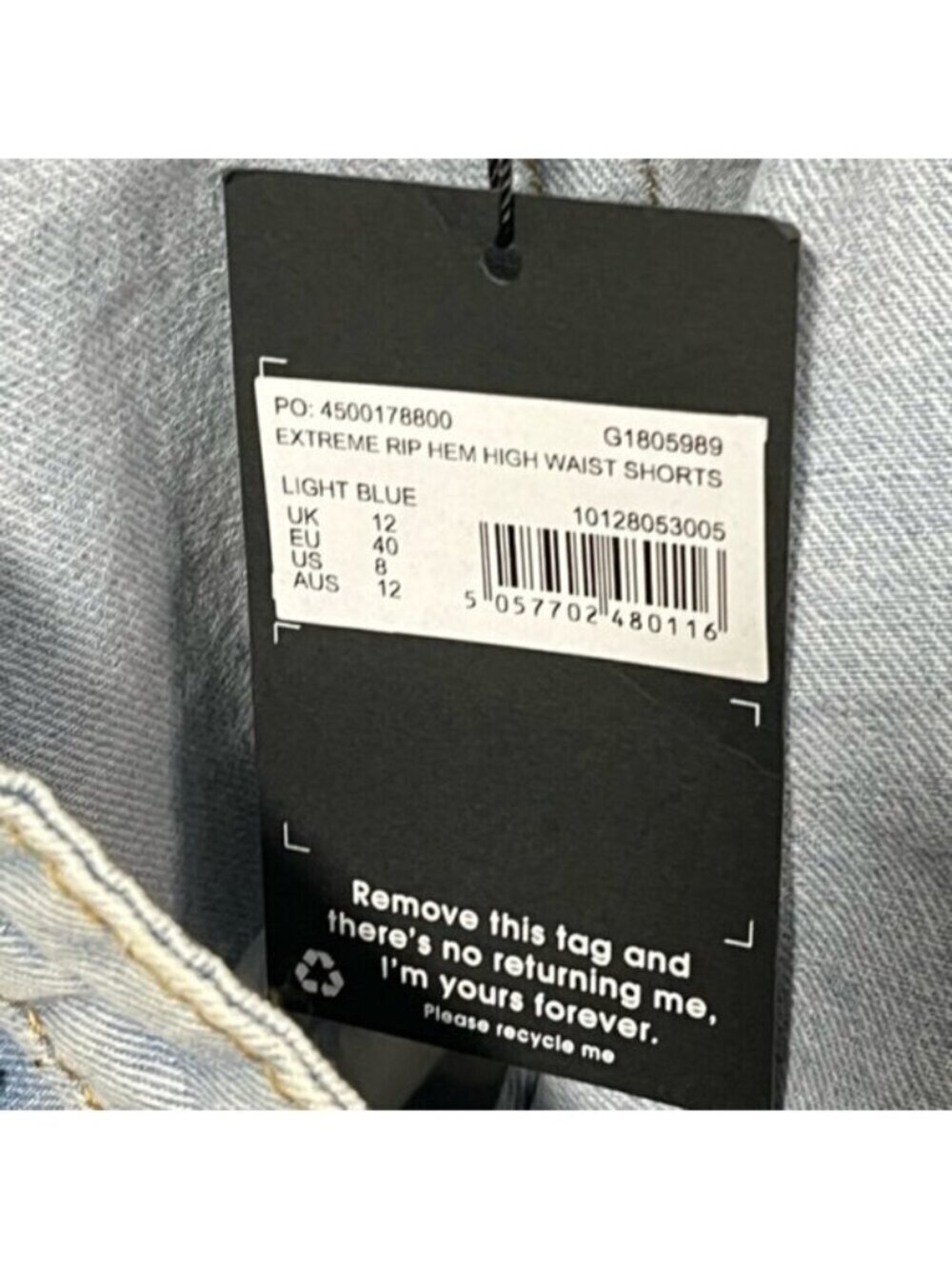 Missguided Extreme Rip Hem High-Waist Denim Shorts - Size US 8 - Picture 8 of 11